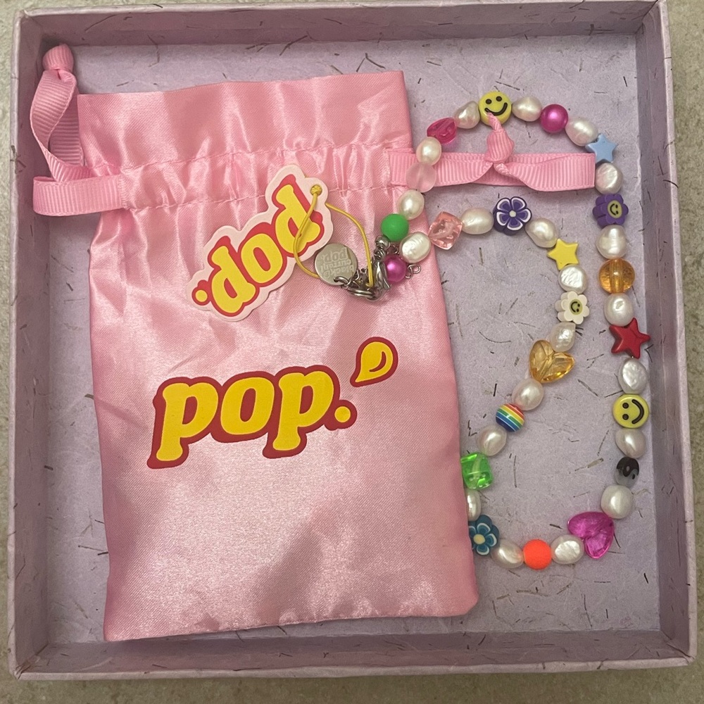 Black Currant Pop Bead & Pearl Necklace